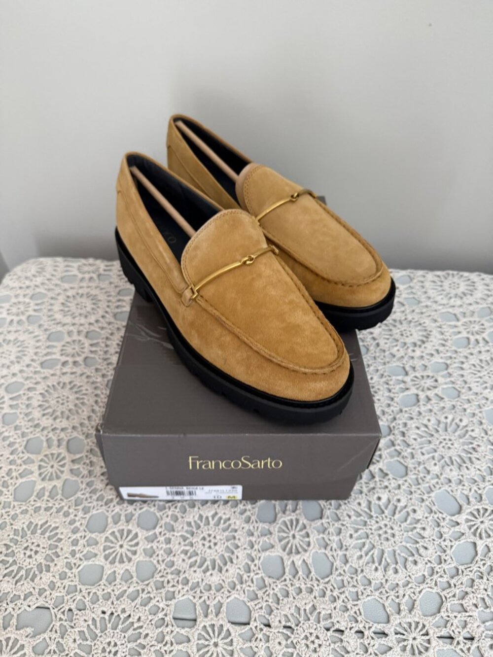 NWT Franco Sarto Senna Lug Sole Loafer Biscotti Brown Suede 10M - Picture 7 of 8